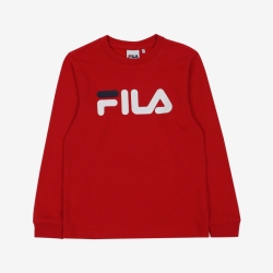 Fila Uno Linear Round Fiu T-shirt Sötét Piros | HU-99249
